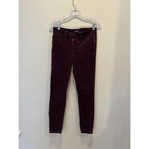 bebe Burgundy Velveteen Skinny Pants Size 7 Stretch USA Made